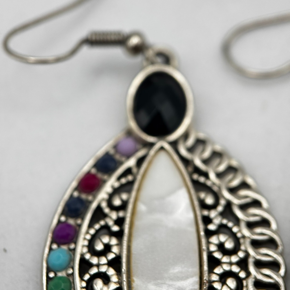 Vintage 90s Silver-Tone Filigree Women's Earring Set Bohemian Retro Drop Dangle - Picture 10 of 14